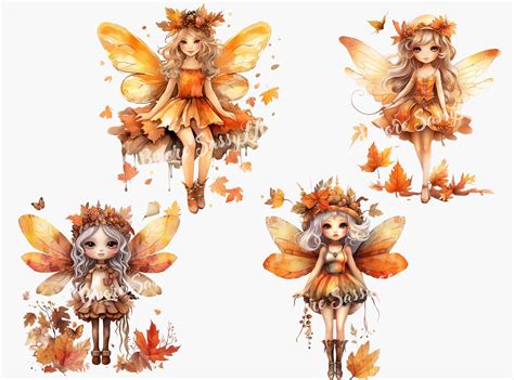 Autumn Fall Fairies Clipart, 9 Png Files With Transparent Background ...