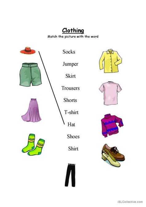 Clothing Worksheet Match An… English Esl Worksheets Pdf And Doc