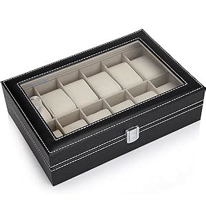 Amazon Readaeer 12 Slot PU Leather Watch Box Display Case Jewelry