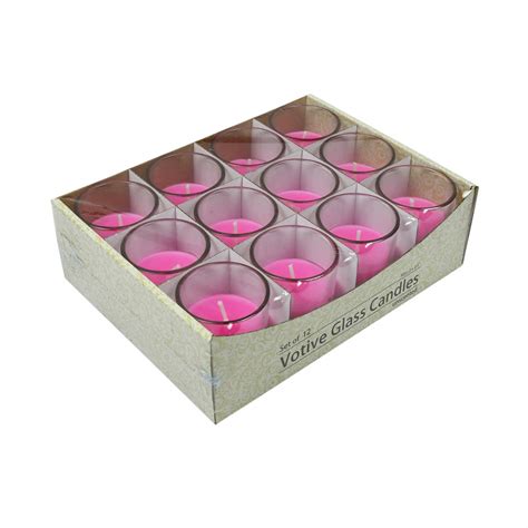 Hot Pink Round Glass Votive Candles 96pcs Case Bulk