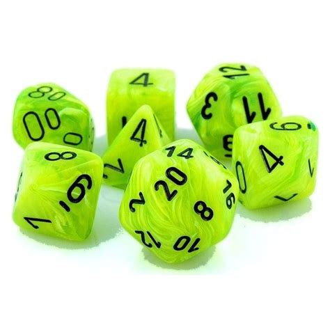 Vortex Polyhedral 7 Die Set Bright Greenblack Chessex 27430 Roleplaying Game Rpg