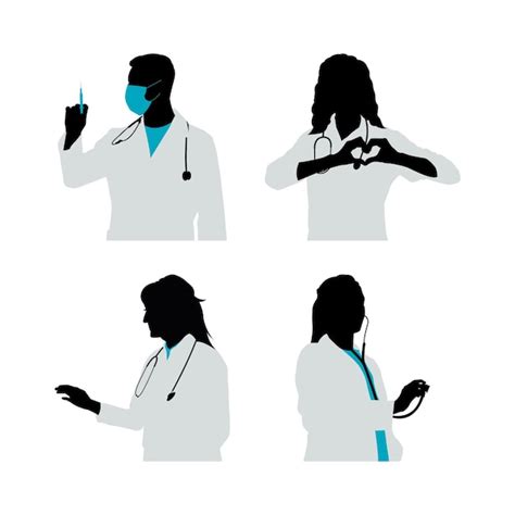 Premium Vector Doctors And Nurses Vector Silhouette Illustration Set