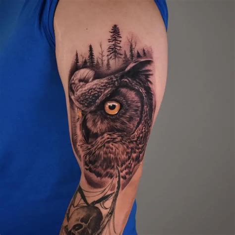 Realistic Flying Owl Tattoo