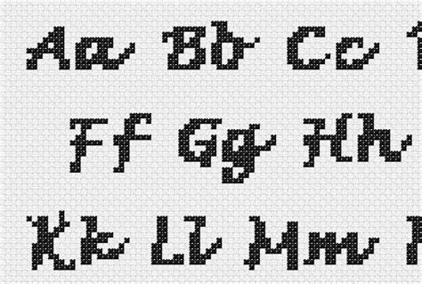 Cursive Cross Stitch Alphabet Pattern, Modern Cross Stitch Letters ...