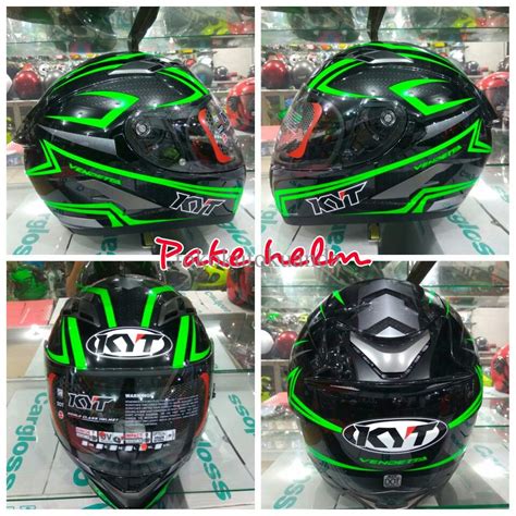 Jual Helm Kyt Vendetta Carbon Helm Kyt Full Face Black Green Shopee