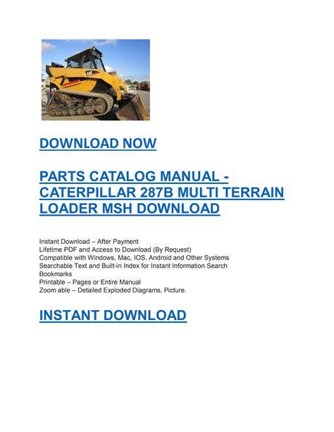 Caterpillar 287b Multi Terrain Loader Full Complete Parts Manual Msh1