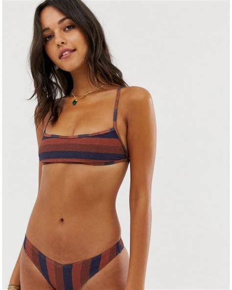 River Island High Leg Bikini Bottom In Brown Lyst