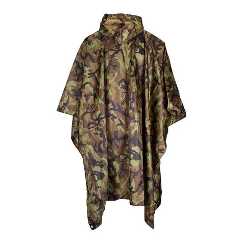 Waterproof Hooded Poncho Ripstop Military Army Camping Hiking Festival