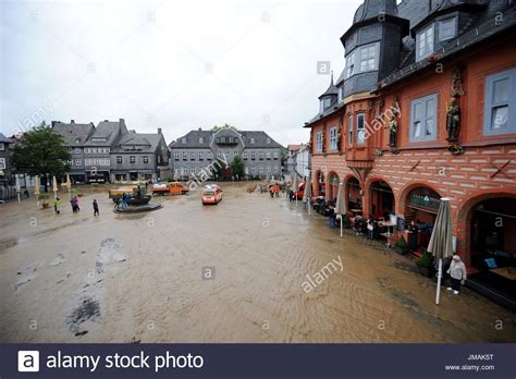 Fludded historical old town of Goslar, Germany, city of Goslar, 26 ...