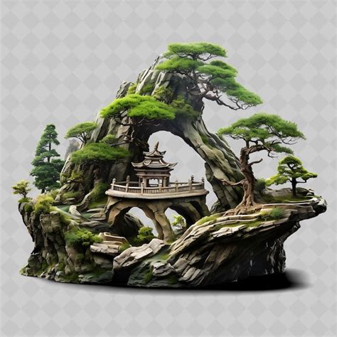 Png Elm Bonsai Tree Stone Pot Serrated Leaves Natural Landscape