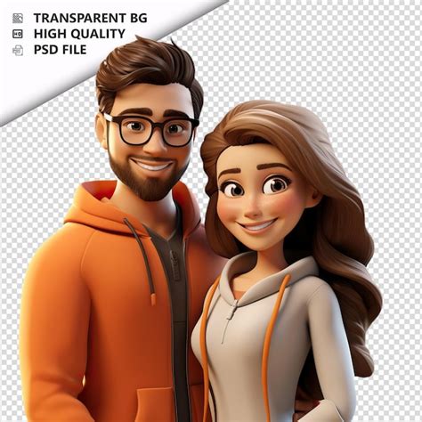 Casal Latino Brilhante 3d Estilo De Desenho Animado Fundo Branco Iso