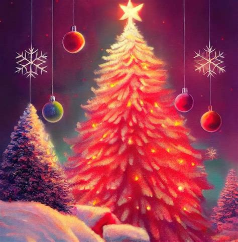 Premium Photo Illustration Of Beautiful Christmas Tree Decorated With