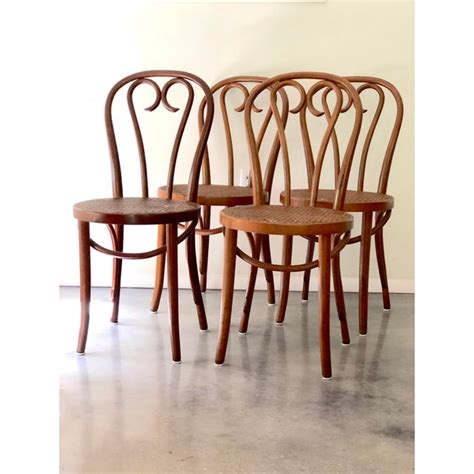 Vintage Thonet Sweetheart Bentwood Cane Bistro Cafe Chairs Set Of 4