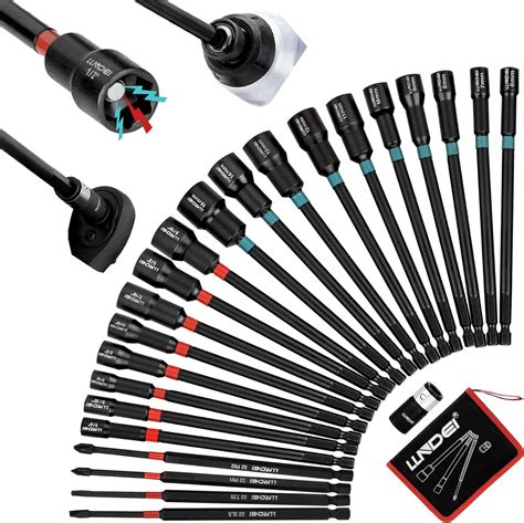 Llndei 23pcs Magnetic Nut Driver Set Sae14 916 And Metric6 15mm