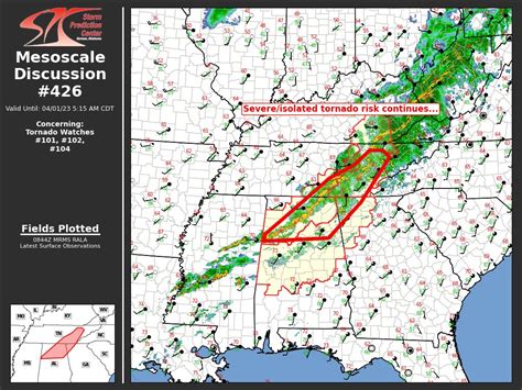 Mesoscale Discussion 426 Isolated Tornado Risk Continues The Alabama Weather Blog