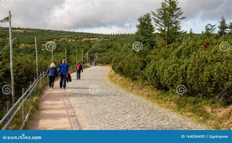 Turyści Na Szlaku W Karkonosze Szczyt W Sniezce 1603 M N P M Polska