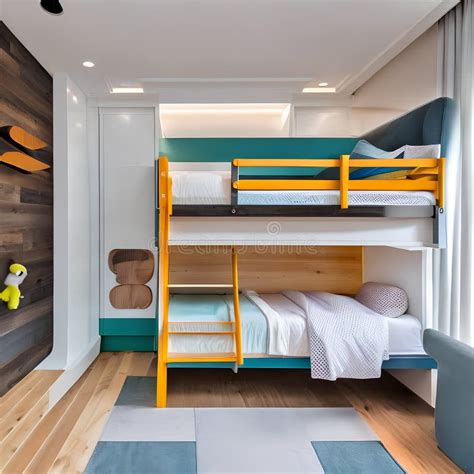 A Playful Childrens Bedroom with Bunk Beds and a Slide4, Generative AI ...