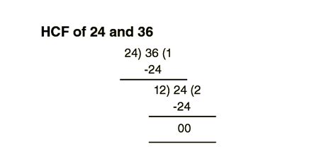 Hcf Of 24 And 36 Methods And Examples