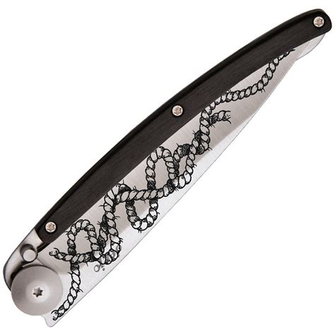 Dee Cb Deejo Knives Tattoo G Linerlock Pocket Knife Ebony Rope