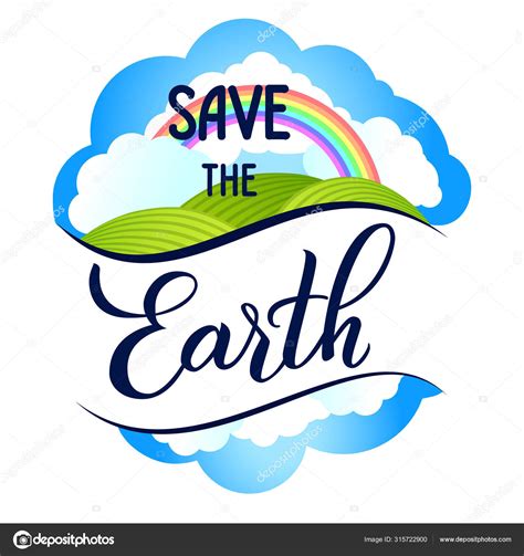 Save The Earth Lettering Design Stock Illustration By Indigofish