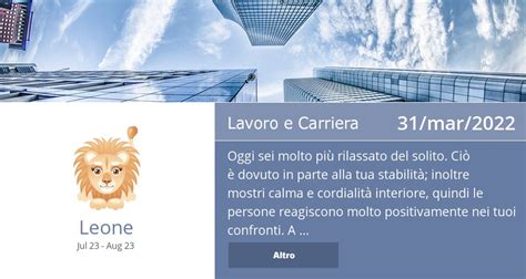 Oroscopo Leone On Twitter Mar Lavoro E Carriera Per