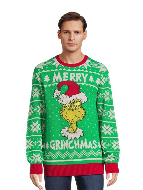 The Grinch Men S Merry Grinchmas Christmas Sweater With Long Sleeves