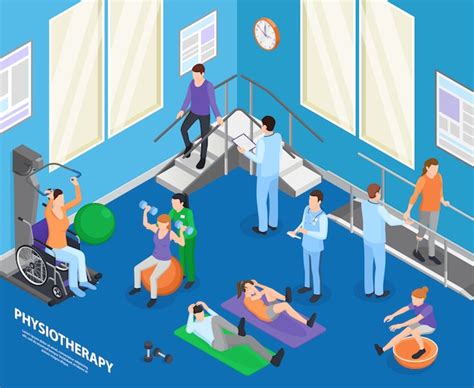 Free Vector Physiotherapy Rehabilitation Facility Clinic Exercise