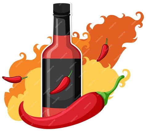 Free Vector Chili Sauce Bottle With Fire