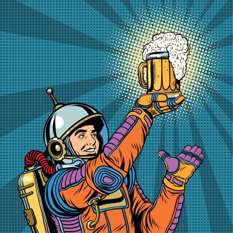 Retro Astronauten Und Ein Becher Bier Stock Photo 17776574