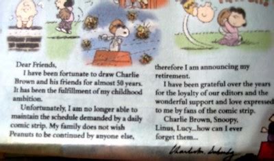 Peanuts Last Comic Strip Farewell Letter By Charles Schulz