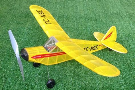 PM 2008 Piper Super Cub - Rubber Powered Balsa Model Airplane Kit - Hobbytime Model Kits