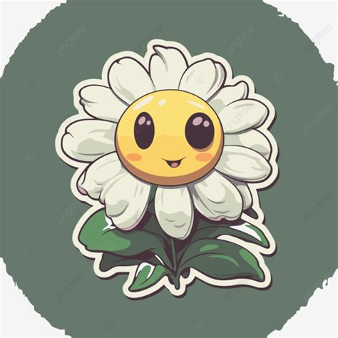 Daisy Sticker With Smiley Face Illustration Clipart Vector Sticker