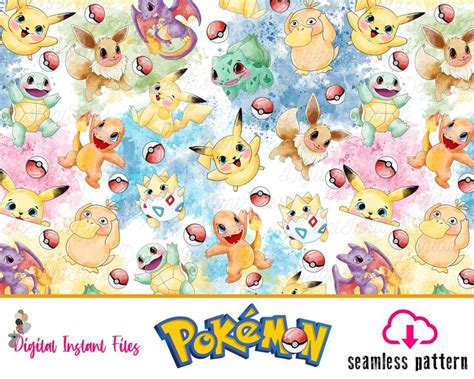 Pokemon Seamless Pattern Pikachu Seamless Ash Ketchum Etsy In