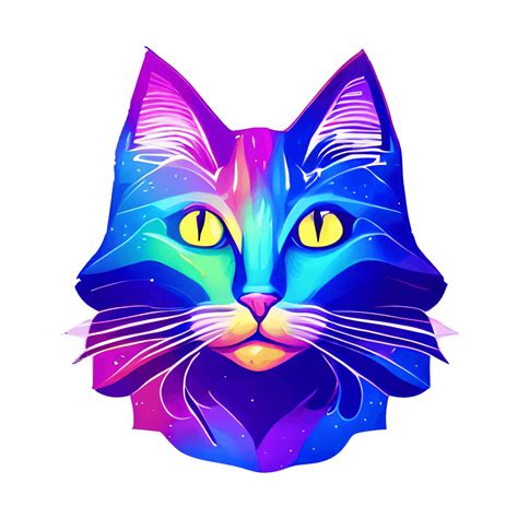 Colorful Rainbow Realistic Cat Head Graphic · Creative Fabrica