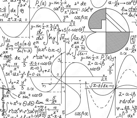 Scientific Math Vector Seamless Pattern With Formulas Calculations And