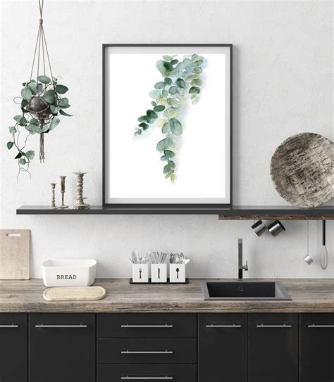 Eucalyptus Leaf Print Watercolor Print Greenery Art Etsy