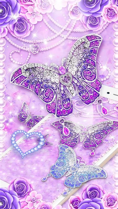 Diamond Butterfly Pink Glitter Butterfly HD Phone Wallpaper Pxfuel