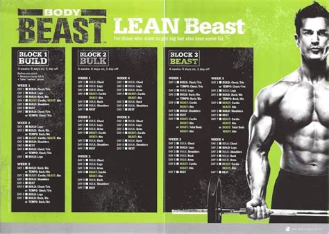 Body Beast Workout Schedule & Workout Sheets (Beachbody Program)