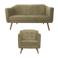 Kit Namoradeira Poltrona Bruna Suede Nude Em Promo O No Buscap