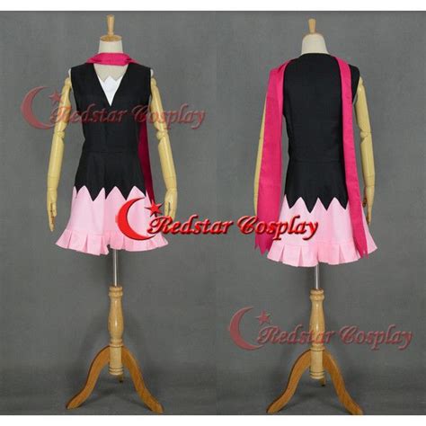 an anime cosplay is dressed in black, pink and white with a cape