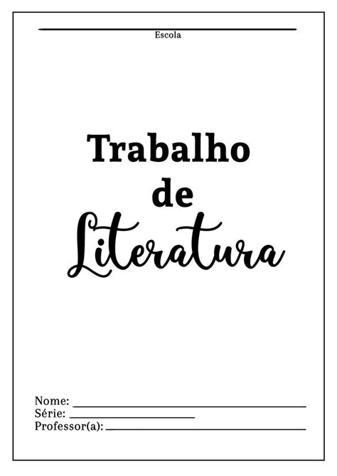 Capa Simples Para Trabalho Gr Tis Palavra Trabalho Capas De Livros