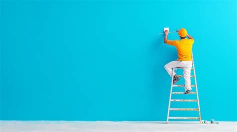 A Street Artist Painting A Mural Of A Clear Sky On A Wall While