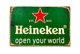 Aankopen Heineken Open Your World Retro Vintage Metal Wall Plate