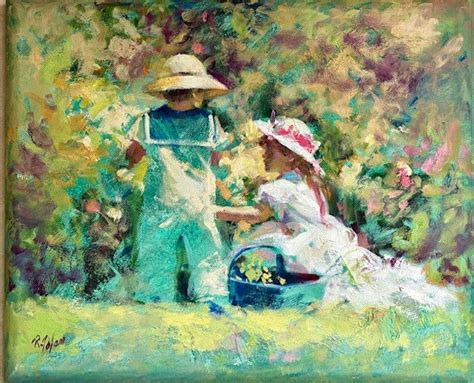 Richard Zolan In The Garden Hand Signed Original Oil Impressionist