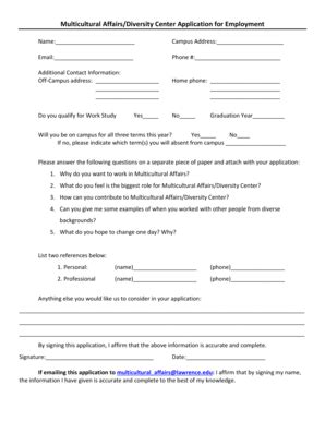 Fillable Online Lawrence Diversity Center Application For Employment