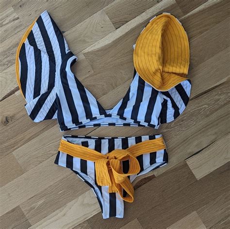 Swim Black And White Stripe Bikini Poshmark