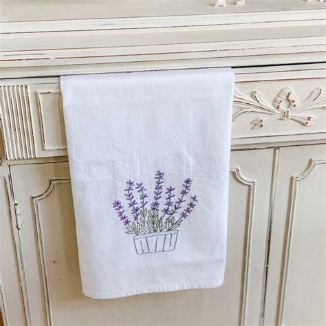 Wildflowers Tea Towel Hand Embroidered Flour Sack Etsy