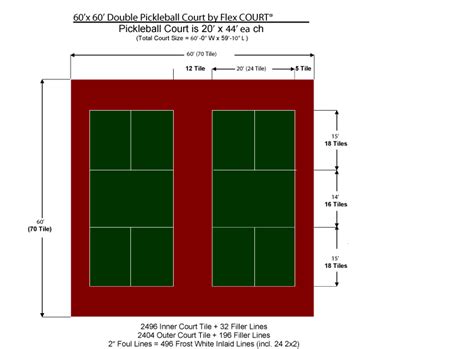 60 X 60 Double Pickleball Court La 3 Details Recreation Fiba