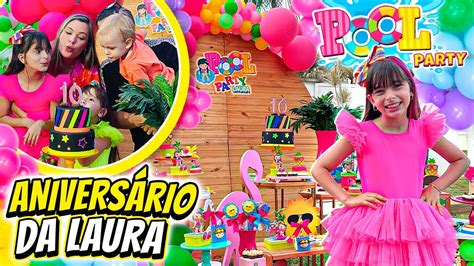 Festas de ANIVERSÁRIO da Laurinha na piscina NEON 10 ANOS Jéssica