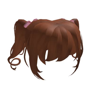 Brown Short Curly Pigtails With Pink Bows Roblox